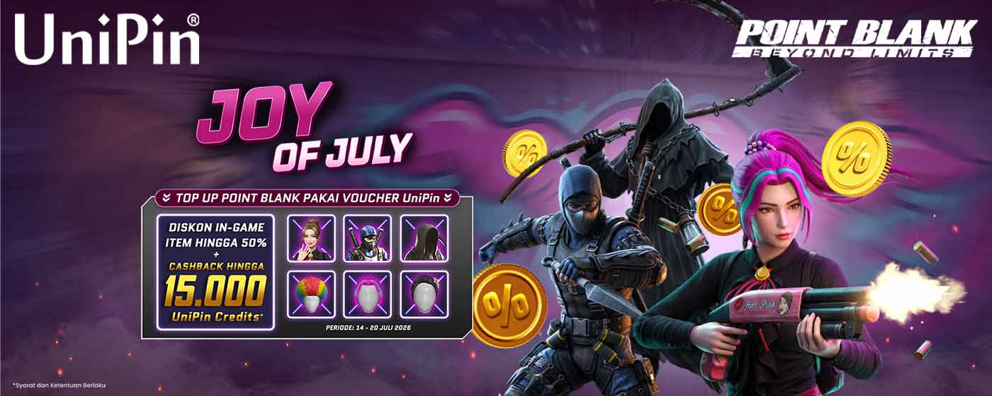 Jangan Lewatkan Point Blank Joy July Sale 2026! Diskon In-Game Item Hingga 50% + Cashback hingga 15.000 UniPin Credits